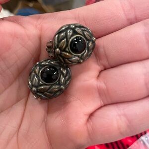 Vintage Style Black Clip-On Earrings